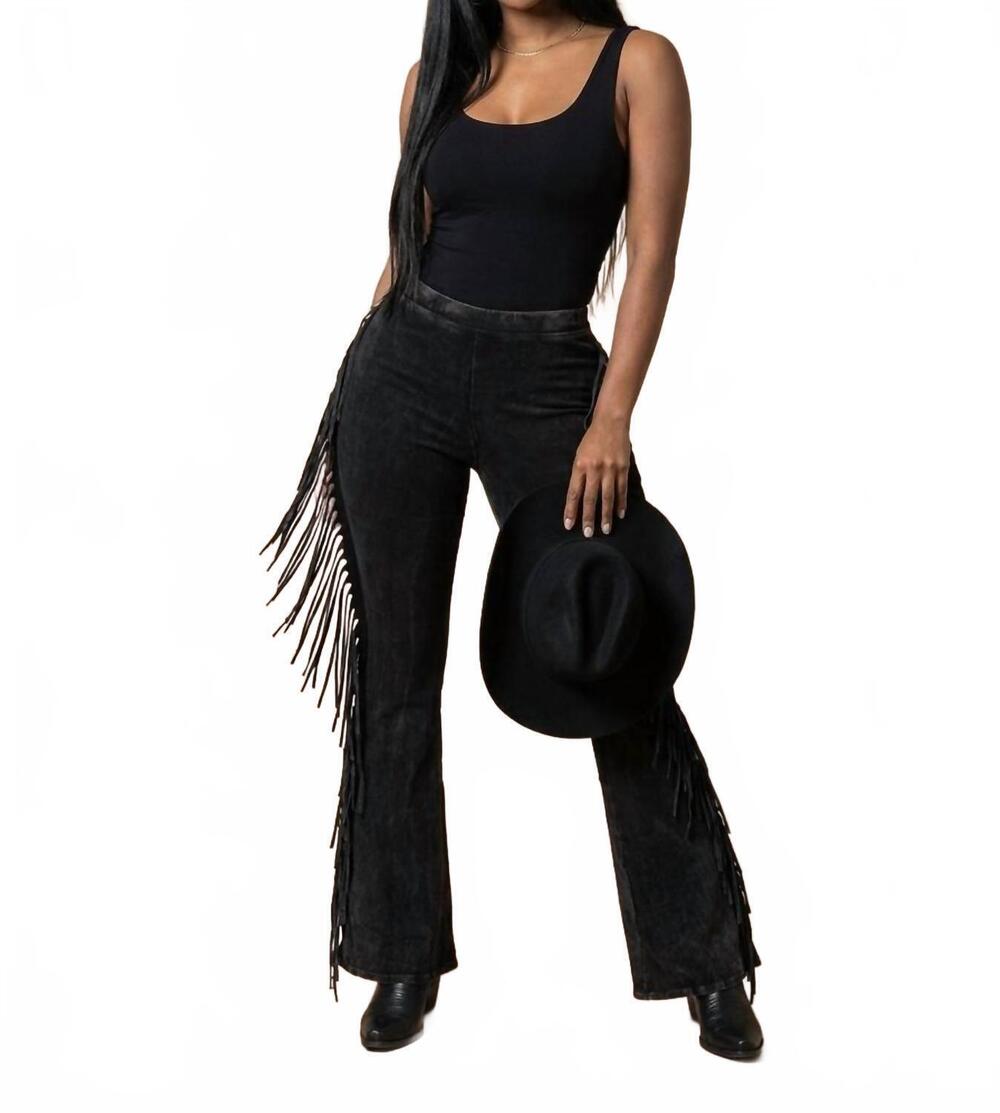 NEW K TOO fringe pants in grey-black